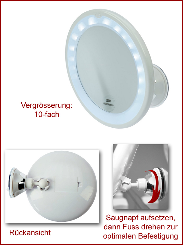 Kosmetikspiegel mit LED Beleuchtung batteriebetrieben by Bavaria Bder-Technik GdbR
